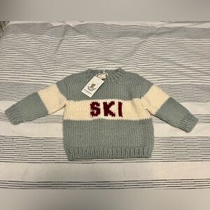 NWT The Blueberry Hill Baby Ski Sweater, Bowie Grey/Cream/Red, Sz 2-3 Yrs